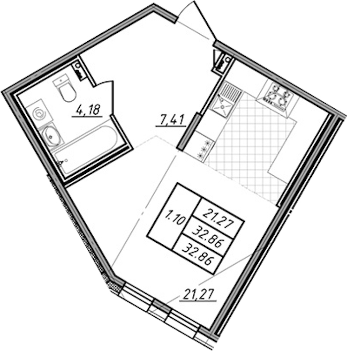 Квартира студия 32.86 м², 1/14 эт., ЖК «Чёрная речка»